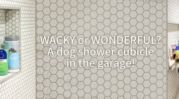 A Dog shower cubicle in the garage!